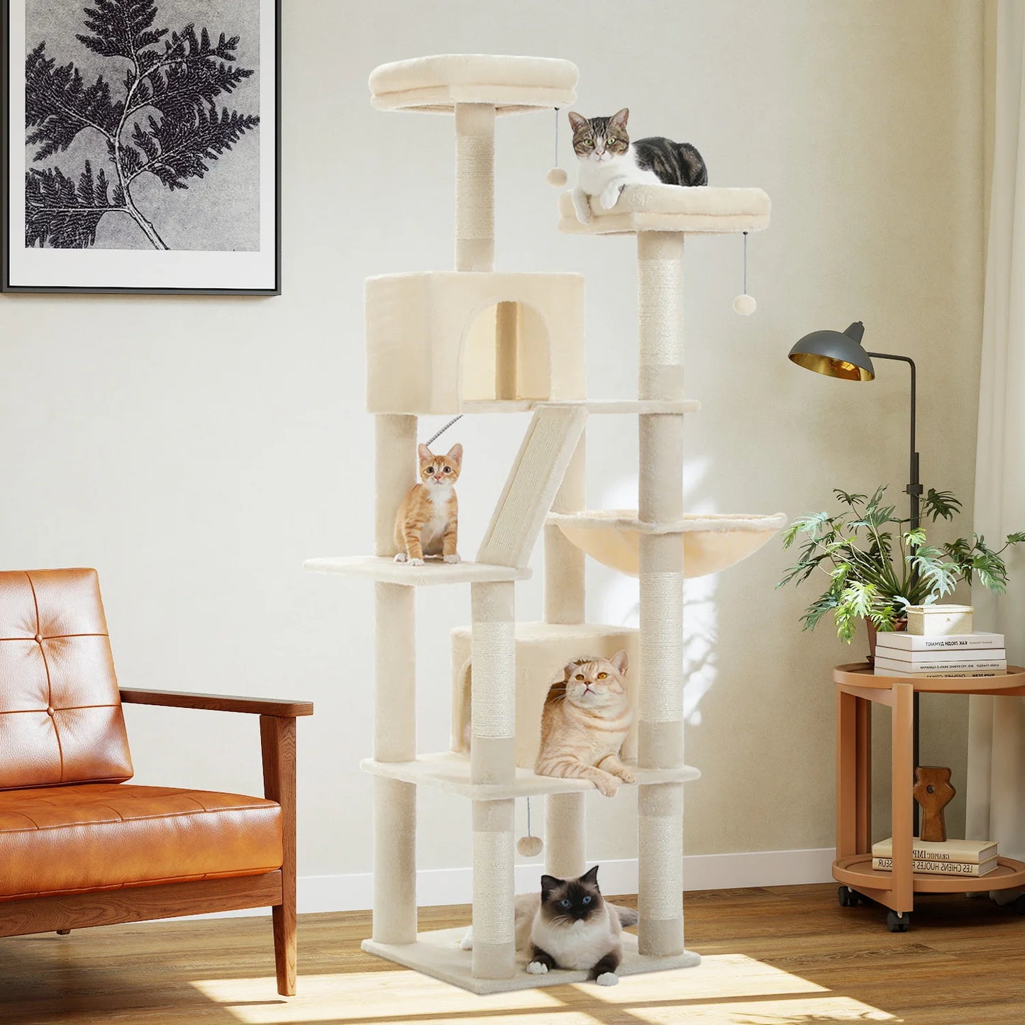 Multi-Level Cat Tree Tower with Scratching Posts, Condo, Hammock, Cat Scratching Board,Cat Accessories,Cat Furniture,Indoor Cats