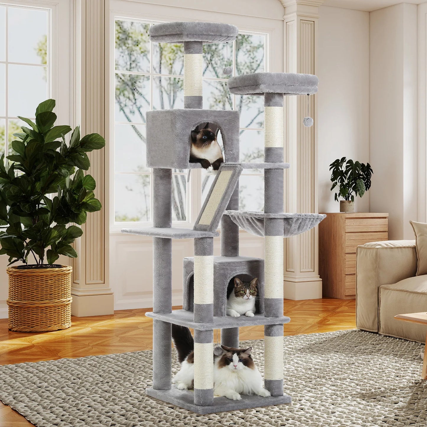 Multi-Level Cat Tree Tower with Scratching Posts, Condo, Hammock, Cat Scratching Board,Cat Accessories,Cat Furniture,Indoor Cats