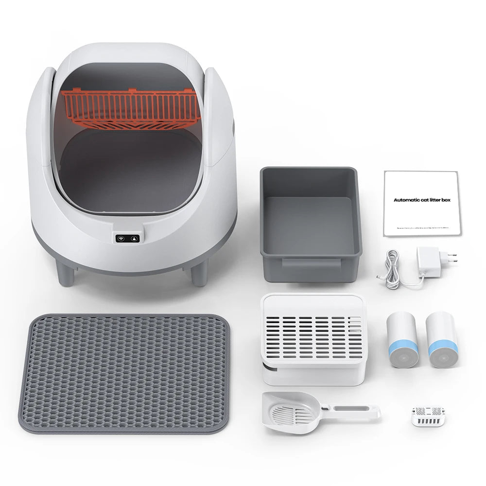 Smart Cat Litter Box, Self-Cleaning with Tuya App Control, 8L Large Capacity, Infrared Sensor Safety, Leak-Proof Design