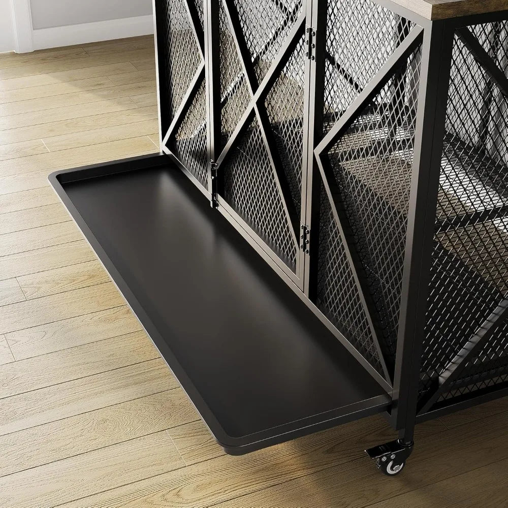 Large Heavy Duty Dog Crate Wooden Kennel Cage with Flip-up Top Pet Furniture