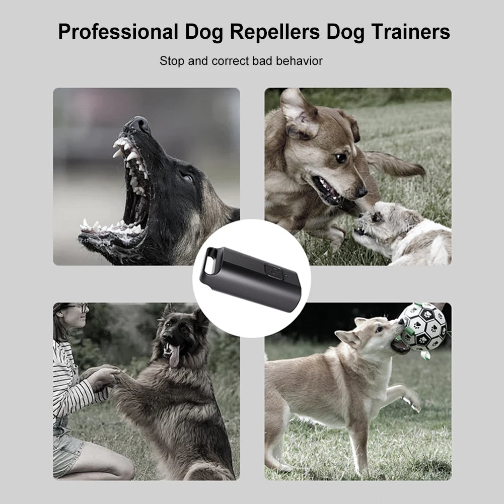 Ultrasonic Dog Chaser Stop Aggressive Animal Attacks Dog Repeller Stop Bark Tools with LED Flashlight Pet Dog Training Device