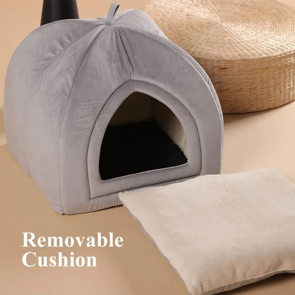 Indoor Cat Bed And 2 In 1 Cat House Cave Tent With Removable Cover