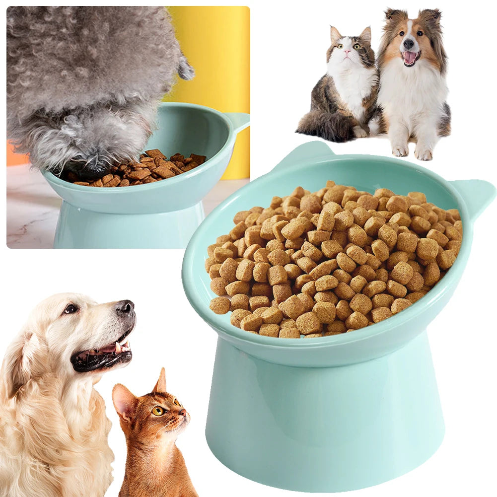 Tilted Cat Food Bowl Raised Cat Food Bowl Ergonomic Tall Dog Bowl Anti Vomiting Plastic Feeding Bowl for Flat- Faced Cats