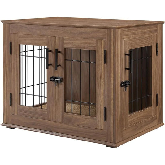 High-Concerned Furniture Style Dog Crate End Table With Double Doors