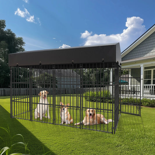XXL Large Luxury Outdoor Dog Kennel Pet House Enclosure Run Cage Playpen with Roof & Cover Rabbit Hutch Cage