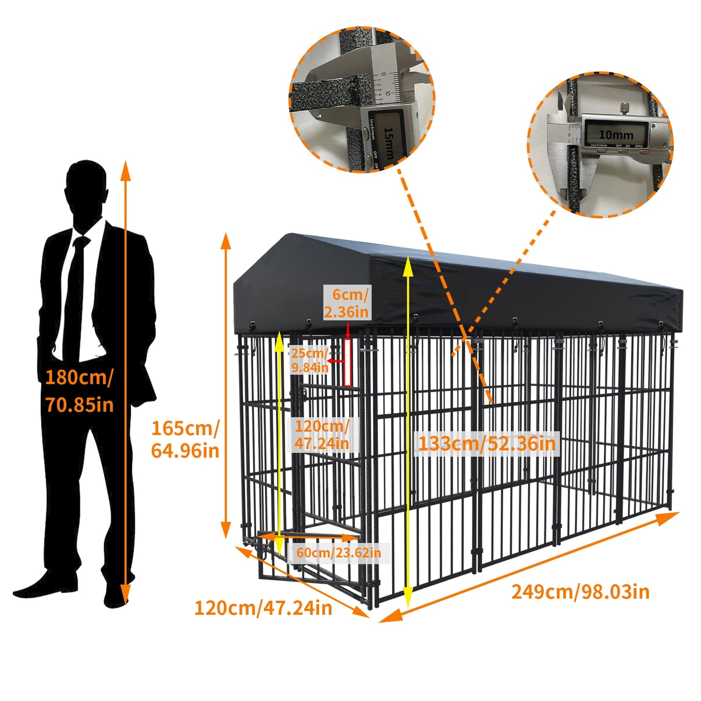 XXL Large Luxury Outdoor Dog Kennel Pet House Enclosure Run Cage Playpen with Roof & Cover Rabbit Hutch Cage