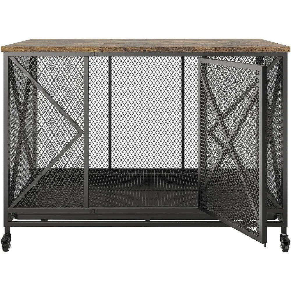 Large Heavy Duty Dog Crate Wooden Kennel Cage with Flip-up Top Pet Furniture