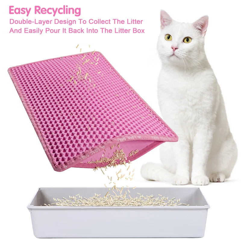 Cat Litter Mat Double Layer Honeycomb Trapping Non Slip Waterproof