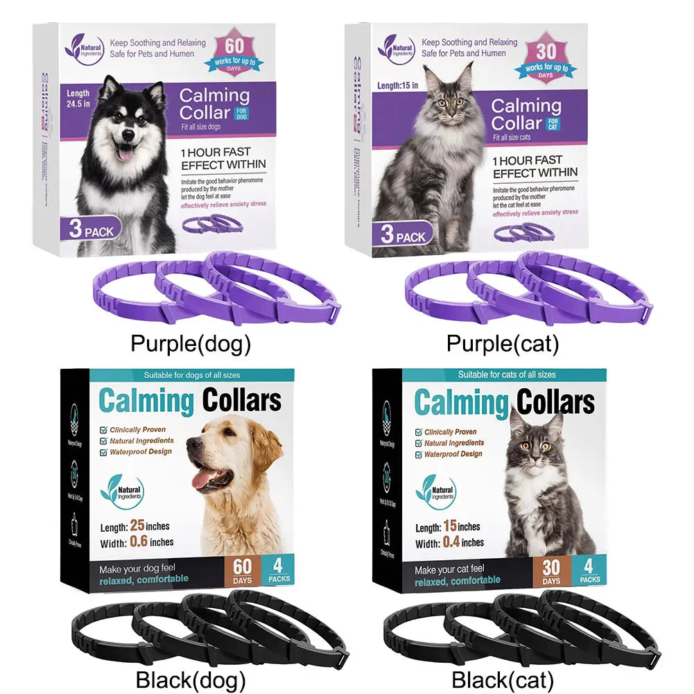 3/4 pcs Dogs Calming Pheromone Collars Pets Relieve Anxiety Adjustable Comfortable Collar For Puppy Kitten Large Dog Accessories