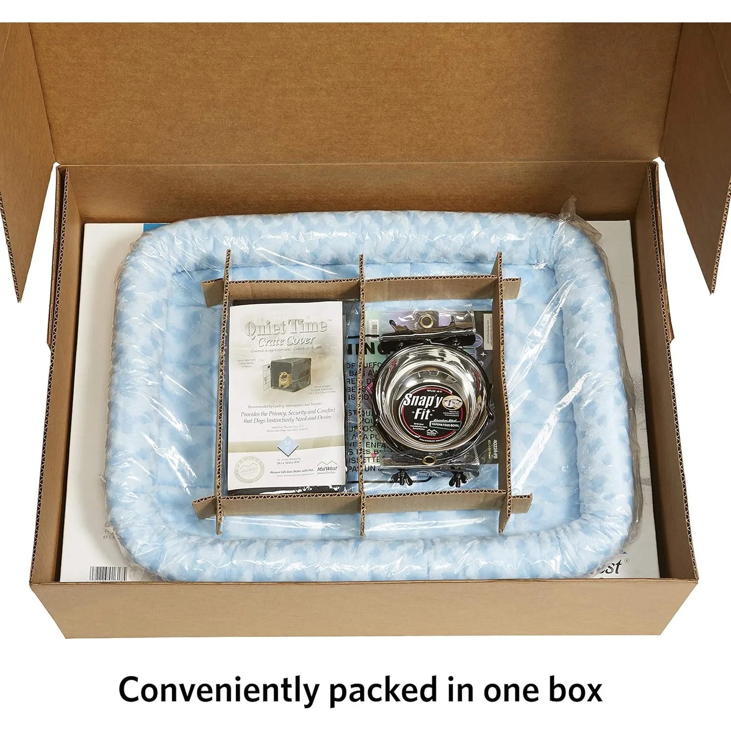 High Concerned Double Door Dog Crate Starter Kit Bed Bowls