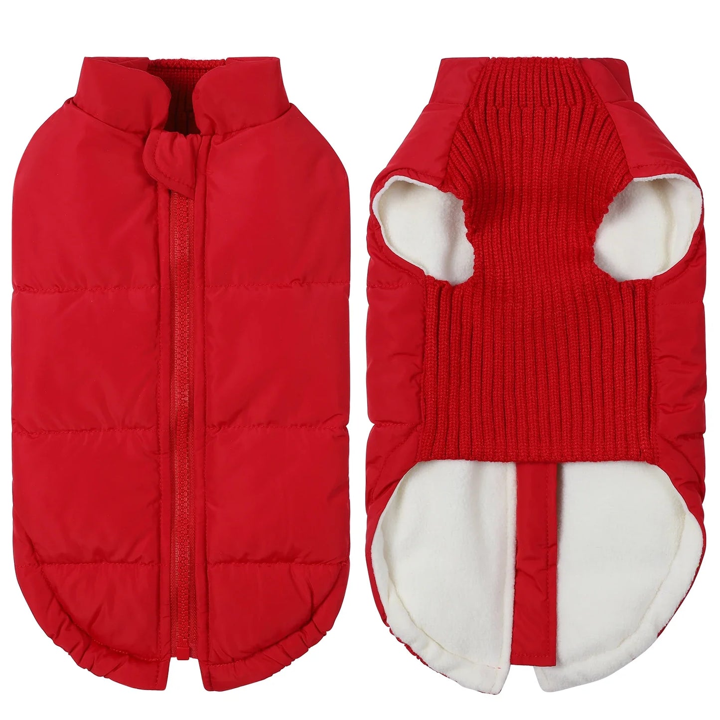 Warm Windproof Dog Winter Coat With Zipper Closure Adjustable